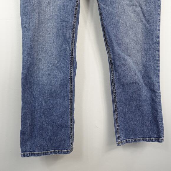 Vintage Y2K American Star Green Crochet Bedazzled Cropped Blue Jeans Size Large - Picture 6 of 10